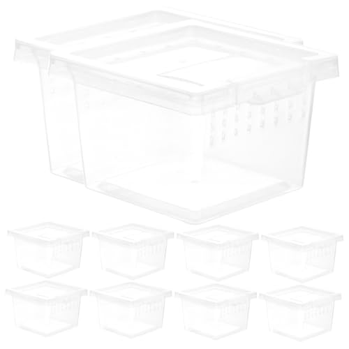 VANZACK 10er-Box Futterbox Für Reptilien Mini Led Klein Reptilienfälle Reptilienzuchtbehälter Schildkrötengehege Klare Behälter Zum Füttern Fütterung Vivarium Plastik Transparent von VANZACK