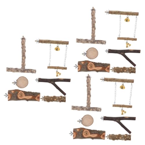 VANZACK 18 STK Vogelständer-Set Holz Spielzeug holzspielzeug Eisenbahnspielzeug schmücken Vogelkäfig-Spielzeug Stehendes Vogelspielzeug Balance Kleiner Papagei Vögel Papageienkäfig Zubehör von VANZACK