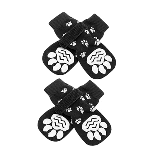 VANZACK 2 Paare Anti-Rutsch-Haustiersocken Mittel Griffe für entzückende Pfotenschützer Kompakte Hundesocken waschbare Socken aus Baumwolle Reine Baumwolle Black VANZACK 2 Paare Anti-Rutsch-Haustiersocken Mittel Griffe für entzückende Pfotenschützer Kompakte Hundesocken waschbare Socken aus Baumwolle Reine Baumwolle Black von VANZACK