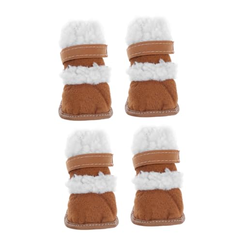 VANZACK 2 Paare Schneestiefel für Haustiere Spark Paws Hundestiefel Welpen warme Stiefel Hundeschuhe für draußen Hundeschuhe für Chihuahua-Stiefel Pfotenschutz Sherpa Brown von VANZACK