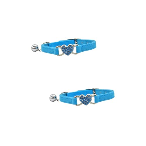 VANZACK 2 Stück Verstellbares Katzenhalsband in Herzform Mit Strass-Glocke Haustierhalsband Katzenhalskette Modisch Praktisch von VANZACK