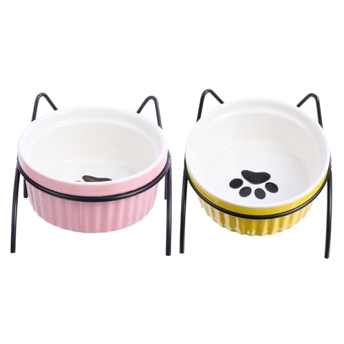 VANZACK 4pcs Katzenbedarf Keramik Katzennapf Set Metallständer Erhöhter Katzenwassernapf Hitzebeständiger Futternapf Für Haustiere VANZACK 4pcs Katzenbedarf Keramik Katzennapf Set Metallständer Erhöhter Katzenwassernapf Hitzebeständiger Futternapf Für Haustiere von VANZACK