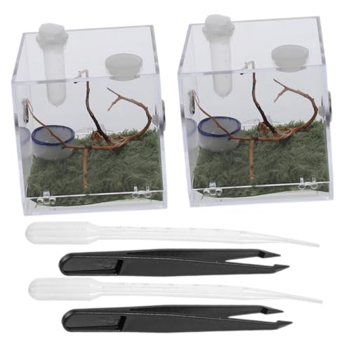 VANZACK 2 Sätze Spinnen-Terrarium Springen Zucht Tarantel Spinnengehege Fütterung groß insektenbox Insekten Box Kleintierbehausung Futterbox für Insekten Container Lebensraum Fall Acryl von VANZACK