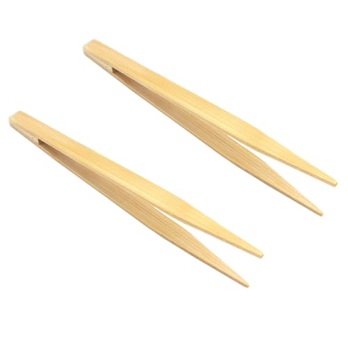 VANZACK 2 Stück Bambuspinzette füttern Reptile Tweezers Pet Feeder Clip Pinzette zum Füttern von Reptilien Eidechsenfutterzange Essen Katzenstreu-Reinigungsclip Pinzette aus Haustierholz von VANZACK