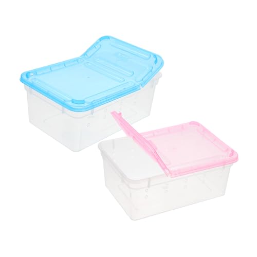 VANZACK 2 Stück Boxen Terrarium für Reptilien Reptilienzubehör Reptilien zubehör Geckobecken Zubehör für Eidechsentanks Schnecke Tragetasche Professioneller Reptilienkäfig Plastik von VANZACK