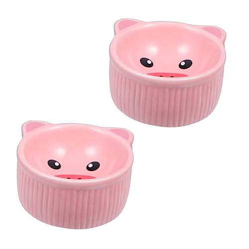 VANZACK 2 Stück Futternapf aus Keramik Hamster geformt Futterspender Schüsseln Und Essen keramikgeschirr Kleintier Futter Schüssel Futternapf für Haustiere Futterautomat für Haustiere Rosa von VANZACK