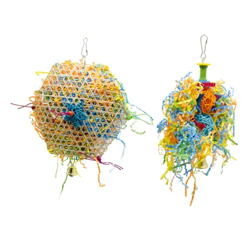VANZACK 2stücke Papageien Kauspielzeug Aus Naturmaterialien Bunte Schredderfreundliche Spielzeuge Für Vögel Zum Kauen Und Spielen Für Wellensittiche Und Andere Kleinvögel von VANZACK
