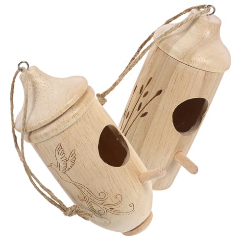 VANZACK 2 Stück Hängendes Holz Vogelhaus für Dekoration für Garten und Außenbereich und Attraktiv für Nistplatz und Ornament von VANZACK
