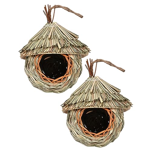 VANZACK 2 Stück Hängendes aus Naturstroh Handgefertigtes Vogelhaus für Kleine Wie Nymphensittiche Farbenfrohe Gartendekoration Aufzuhängen Langlebig und Wiederverwendbar VANZACK 2 Stück Hängendes aus Naturstroh Handgefertigtes Vogelhaus für Kleine Wie Nymphensittiche Farbenfrohe Gartendekoration Aufzuhängen Langlebig und Wiederverwendbar von VANZACK
