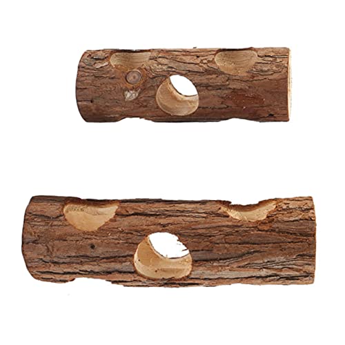 VANZACK 2 Stück Hamster Baumhöhle Kleiner Kofferraum Haustier Loch Spielzeughamster Hamsterspielzeug Hamster -spielhaus Hamster Habitat Accessoires Tunnel Nagetier Stamm Hölzern von VANZACK