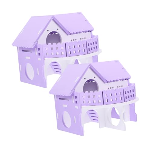 VANZACK 2St Hamster Doppel Villa Xanadu Outer Heaven Mini-Rattenkäfig-Versteck Spielzeugzubehör zum Verstecken von Hamsterhütte Hamsterkäfig Doppelschicht Ökologisches Brett PVC von VANZACK