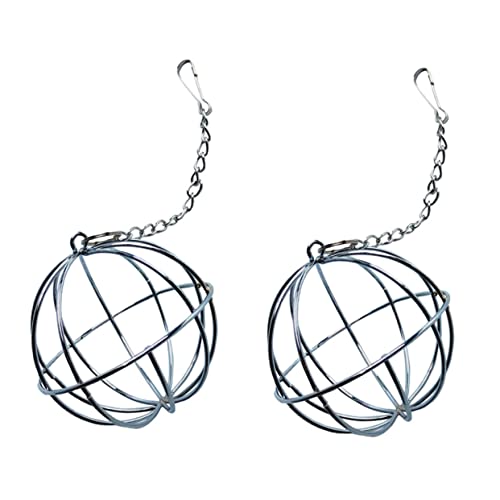 VANZACK 2 Stück Hasengras Ball Hasen heuraufe Kaninchenheuraufe Häschen-Heu-Futterspender klein Futtermittel für Haustiere Futterstelle für Haustierkaninchen Rostfreier Stahl Silver von VANZACK