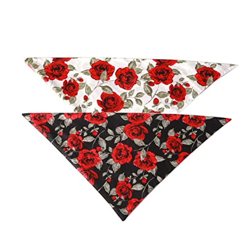 VANZACK 2stücke Hundehalsband Mit Rosenmuster Verstellbare -bib Für Haustiere Für Valentinstag Weiß Mit Rosen Schwarz Mit Rosen von VANZACK