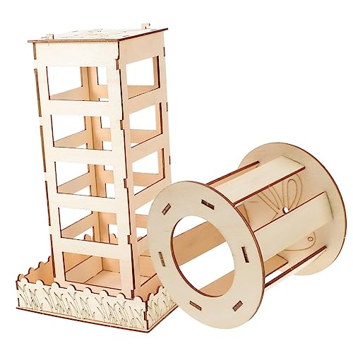 VANZACK 2 Stück Hölzerne Feeder Haushase Kaninchen Drinnen Nahrungssuche Futterspender Zubehör Stroh Heu Klein Container Holzregal Häschen-Feeder Hasenfutter Holzständer Hasenbehälter von VANZACK