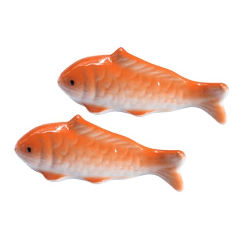 VANZACK 2 Stück Keramik Aquarium Fischornament Schwimmende Deko für Teich und Unterwasserlandschaft Kleine Fischfigur für Aquarium Zubehör und Gartenteich Dekoration von VANZACK