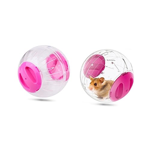 VANZACK 2 Stück Kleines Haustier Läuft Über Den Ball Übung Hamsterzubehör Hamsterbälle Zwerghamster-Gymnastikball Kleiner Hamsterball Nagetier Laufen Haustiere Mini Um Rosa von VANZACK