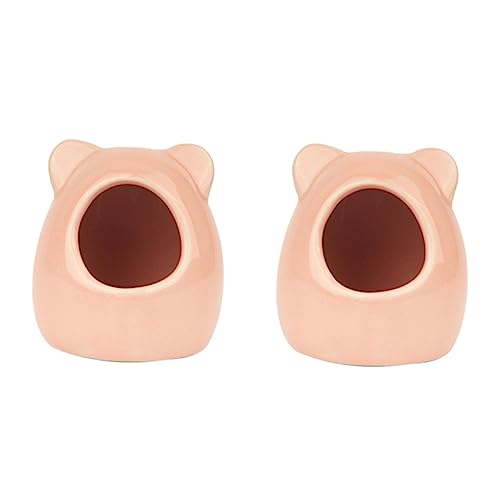 VANZACK 2 Stück Nest aus Keramik klein Haustiere für drinnen Cool Mini Hamster-Kühlnest Hamster Schlafhaus Hamster-Keramik-Nest meerschweinchen käfig bequemes Hamsternest Hamsterhaus Rosa von VANZACK