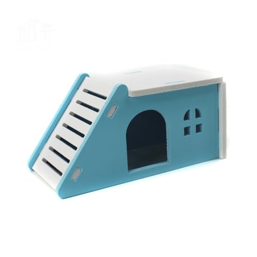 VANZACK 2 Stück PVC Hamsterhaus Teiliges Doppellagige Haustiervilla mit Spielhöhlen Blau Sicherer PVC Käfig für Hamster Mäuse und Kleine Nager zum Verstecken und Klettern von VANZACK