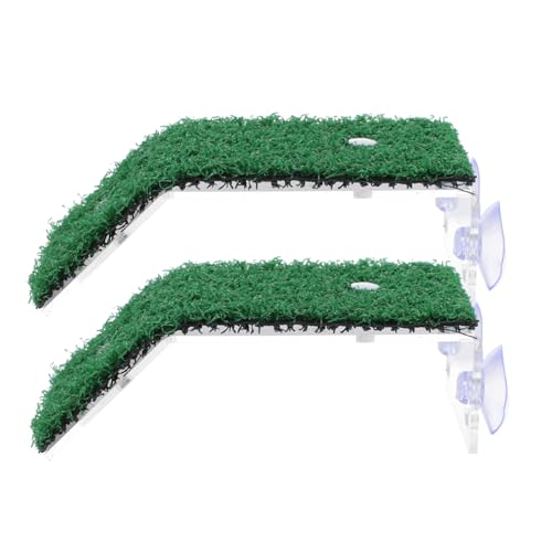 VANZACK 2 Stück Reptilien-Simulations-Rasenplattformen spaß Pause krabbeltier Schildkröten-Aquarium kunstpflanze Kunstrasen aus Kunststoff Dekorationen für Aquarien Plastik Green von VANZACK