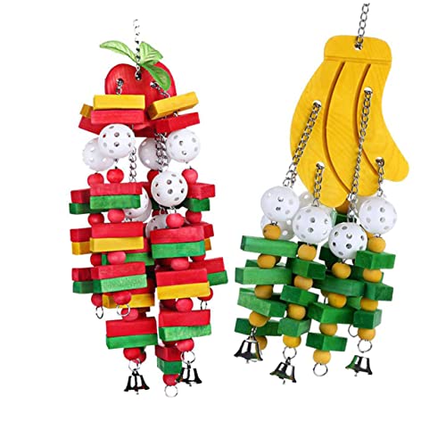 VANZACK 2stücke Papageien Spielzeug Aus Bananen Und Apfeldesign Langlebig Und Attraktiv Für Vögel Sorgt Für Bewegung Und Beschäftigung Im Käfig Für Wellensittiche Und Andere von VANZACK