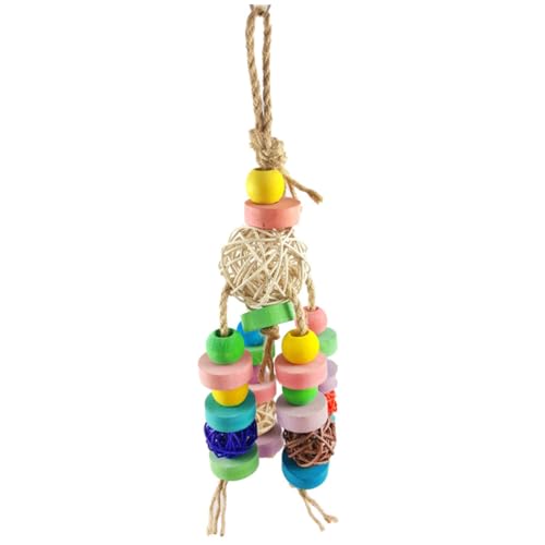VANZACK 2stücke Rattan Spielzeug Mit Bunten Holzklötzen Hängendes Kauspielzeug Für Kleine Vögel Wie Sittiche Und Papageien Fördert Spiel Und von VANZACK