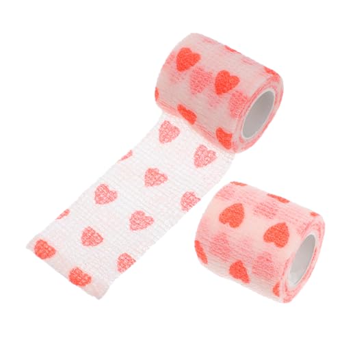 VANZACK 2 Stück Selbsthaftende Bandage für Elastisches Kohäsives Wickeltape für Beine für Sprunggelenkschwellungen und Verletzungen mit Herzen von VANZACK
