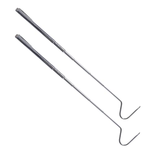 VANZACK 2 Stück Teleskopischer Schlangenhaken faltbar Fänger fangen Schlangenwerkzeuge klein giteer Safe matschüche Schlamm Reptiliengreifer Fanghaken für Schlangen Rostfreier Stahl Silver von VANZACK