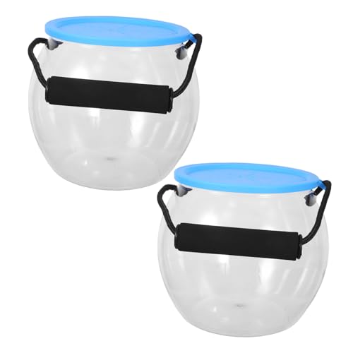 VANZACK 2 Stück Tragbarer Fischbehälter Transparentes Handheld Aquarium Leichtes Transportbehältnis Für Strand Urlaub Outdoor Fischfang Und Freilassung von VANZACK