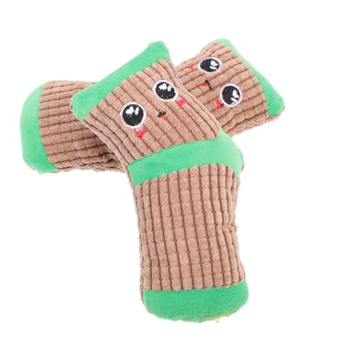 VANZACK 2 Stück Zubehör Crinkle Dog Beat Puppy Chew Squeak Pet Kit Hundeautositz Fuchs Hund Katze Welpe Herzschlag Tröster Welpen Hunde Schweinchen Plüsch Kaffee von VANZACK