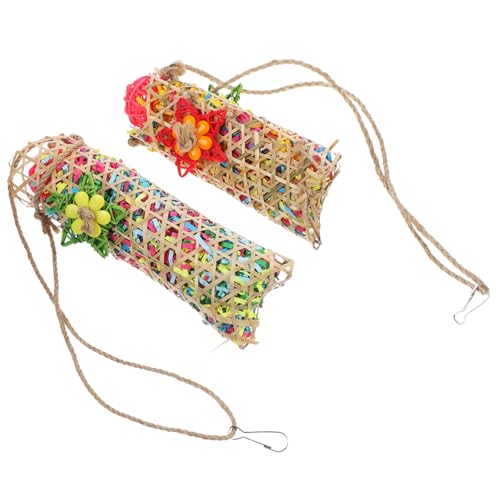 VANZACK 2stücke Papageien Spielzeug Aus Natürlichem Rattan Bunte Indoor Kau Und Spielzeuge Für Vögel Fördert Das Wohlbefinden Beschäftigung Ihrer Haustiere von VANZACK