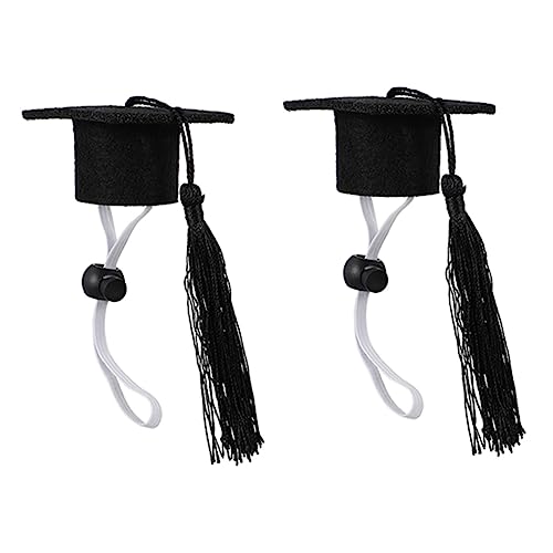 VANZACK 2Er-Set Elastische Doktor Kappe Welpenspielzeug welpen Urlaub dekore Cosplay-Kleidung für Haustiere Hundekleid Puppen-Abschlusskappe Hund Doktorhut Haustier Dr. Hut Filzstoff Black von VANZACK