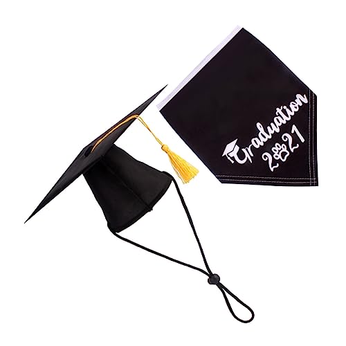 VANZACK 2stücke Teiliges Haustier Graduation Party Hut Und Saliva Tuch Modisches Hundekostüm Mit Dekorativem Halsband Für Feierliche Anlässe Und Süße Fotos von VANZACK