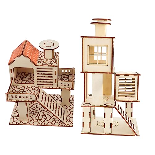 VANZACK 2stücke Holz Hamsterhaus Spielzeug Für Kleine Tiere Tunnelspielzeug Hamsterspielzeug Haustier-trainingsspielzeug Zum Ausüben Und Unterhalten von VANZACK