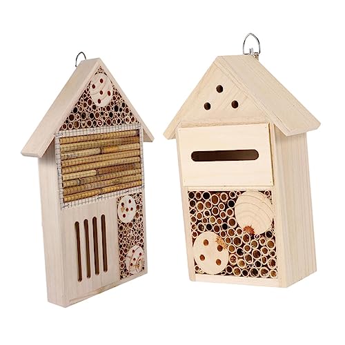 VANZACK 2Stücke Holz Insektenhaus für Garten Bienenhotel Marienkäferhaus Hängend Dekoration Bestäuberfreundlich VANZACK 2Stücke Holz Insektenhaus für Garten Bienenhotel Marienkäferhaus Hängend Dekoration Bestäuberfreundlich von VANZACK