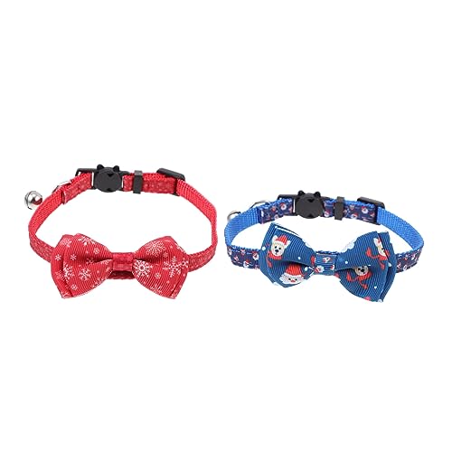 VANZACK 2st Haustierhalsband Glockenhalsband Für Katzen Weihnachtsmann-Outfit Jingle Bell-Kragen Weihnachtshaustier Halsband Für Welpen Hund Weihnachtskatze Halskette Polyester Weihnachten von VANZACK