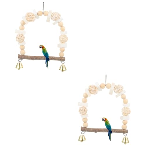 VANZACK 2 Stücke Hängen Vogel Schaukel Für Papageien Sittich Spielzeug -Mount Schaukel Stehen Natürliche Holz Barsch Decor von VANZACK