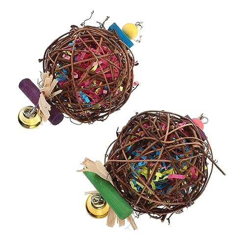 VANZACK Papageienspielzeug Für Vogelkäfig 2er-Pack Kauspielzeug Für Papageien Vögel Hängespielzeug Einzigartiges Formdesign Für Haustierspielzeug Zufällige Farbe von VANZACK