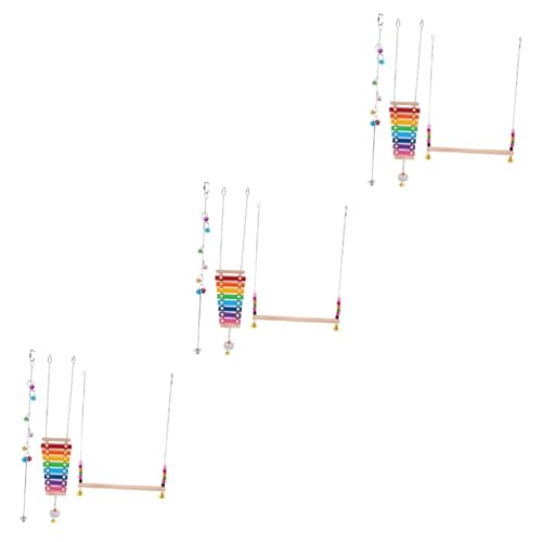 VANZACK 3 Sätze 3 Spielzeugset hühnerständer aus Holz Sitzstangen für Vogelkäfige Xylophon Spielzeuge Hühnerschaukelbarsch Holzständer Küken die Schaukel Früchte und Gemüse Henne hölzern von VANZACK