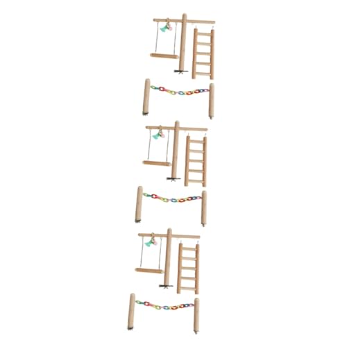 VANZACK 3 Sätze Papageienspielplatz Vogelbarsch Vogelkletterleiter Spielzeug für Sittiche holzspielzeug Wooden Toys Spielzeuge Vögel reißen Spielzeug Kauspielzeug kauen Vogel Stehen Bambus von VANZACK