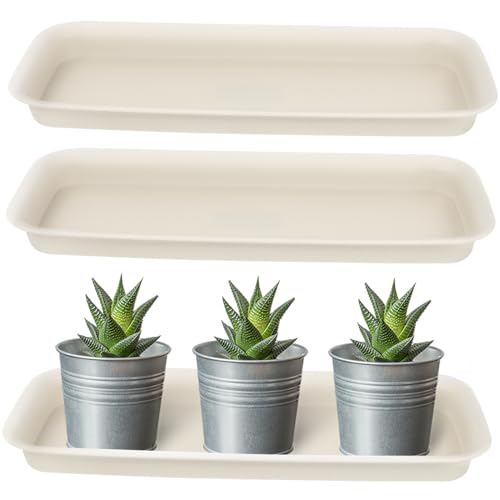 VANZACK 3 Stück Blumentopf Tablett pflanzenschalen Pflanzentopf Untersetzer Pflanztrog Anlage Blumentopf groß zimmerpflanzen Gartenwasserschalen Blumentöpfe aus Kunststoff Plastik Weiß von VANZACK