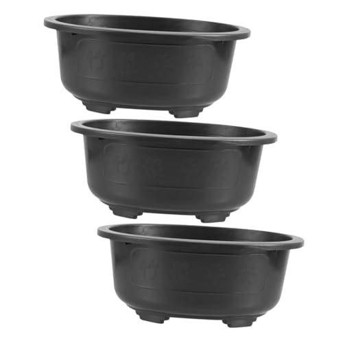 VANZACK 3 Stück Große Blumentopfpflanze Bonsai -Töpfe rechteckig im Freien Bonsai -Baumtöpfe modern Loch Bonsai Tree Pflanzer Kleiner Blumentopf mit Drainage große Bonsaischale pp Schwarz von VANZACK