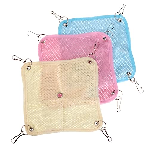 VANZACK 3 Stück Hamsterschaukel Hängematte Tierbett Hamster Animal Toys Tier Sommerbedarf faltbar Haustier hängendes Bett Hängebetten für Haustiere Haustier Hängematten Mesh-Tuch von VANZACK