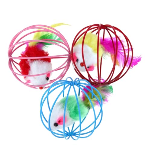 VANZACK 3 Stück Käfigmaus eingesperrt käfigförmige Kugeln Katzen Bälle Zufällige Farbe VANZACK 3 Stück Käfigmaus eingesperrt käfigförmige Kugeln Katzen Bälle Zufällige Farbe von VANZACK