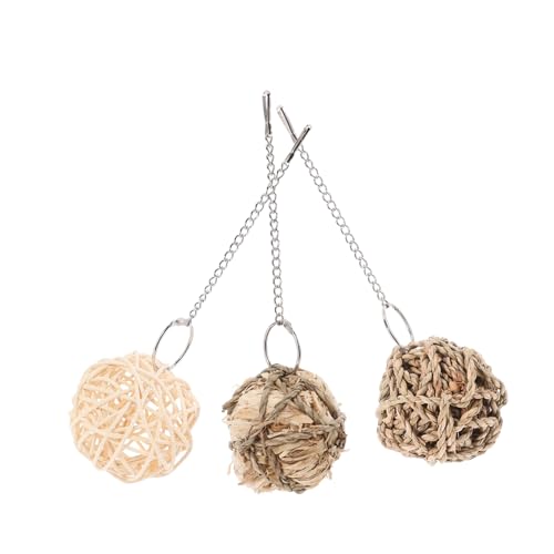 VANZACK 3stücke Teiliges Set Für Papageien-Spielzeug Natürliche Rattan-Kugeln Interaktive Kauartikel Für Vögel Für Wellensittiche Hamster Und Kaninchen Fördert Die Beschäftigung von VANZACK