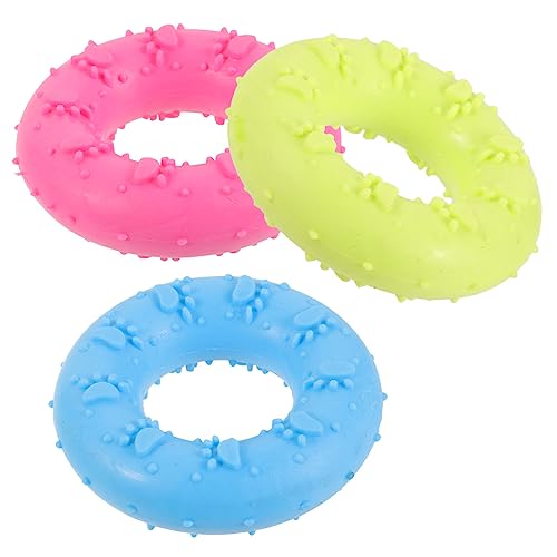 VANZACK 3 Stück Teiliges Hundetrainingsspielzeug Kauspielzeug im Donut Design für Welpen gegen Zerstörungsverhalten Fördert und Bewegung für Unterwegs von VANZACK
