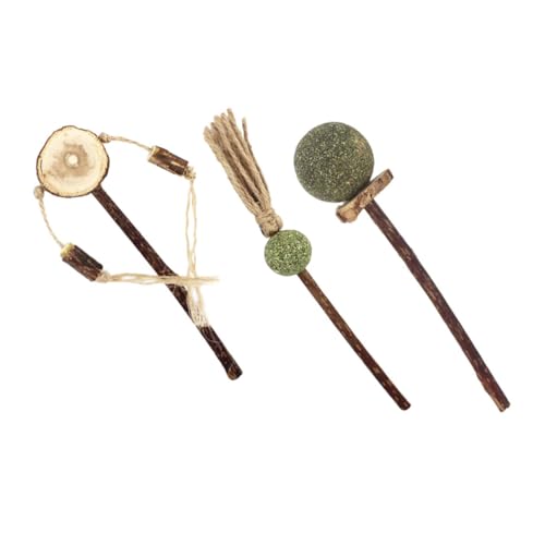 VANZACK 3 Stück Teiliges Katzenspielzeug aus Holz für Kätzchen und Katzen Natürliche Zahnpflege Sticks zur Zahnreinigung und Zahnfleischmassage Stressreduzierend Langlebig und von VANZACK