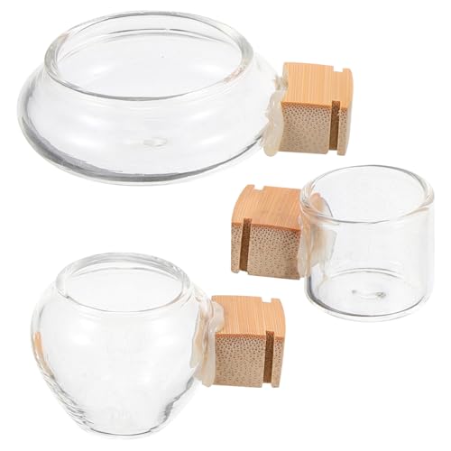 VANZACK 3 Stück Vogelkäfig Glas Futter Und Trinkbrunnen Papageienkäfig Wasservogelfutterspender Mit Tablett Sittich Vogelfutterspender Für Käfig Vogelkäfig Förmige Vogelkäfig von VANZACK