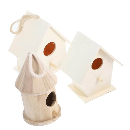 VANZACK 3 Stück Vogelnest Ornamente Aus Holz Vogelhaus Für Handgefertigt Unvollendetes Unbemalt Jay Finch DIY Hängebasteln Outdoor Nester Vogelnest Ornament von VANZACK