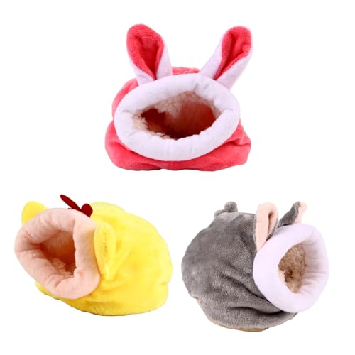 VANZACK 3 Teiliges Warmes Nest Set Mini Lebensraum Höhle Meerschweinchen Versteck Hamsterbettwäsche Für Den Innenbereich Hamsterhaus Kokosnusshütte Bett Chinchilla Schwein von VANZACK