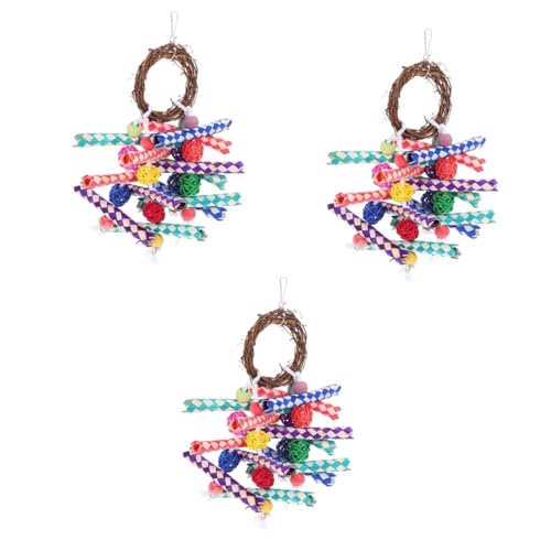 VANZACK 3stücke Hängendes Papageien-Spielzeug Aus Rattan Langlebiges Kauspielzeug Für Vögel Multifunktionales Knabberspielzeug Für Sittiche Und Papageien Fördert Das Spielen Und VANZACK 3stücke Hängendes Papageien-Spielzeug Aus Rattan Langlebiges Kauspielzeug Für Vögel Multifunktionales Knabberspielzeug Für Sittiche Und Papageien Fördert Das Spielen Und von VANZACK